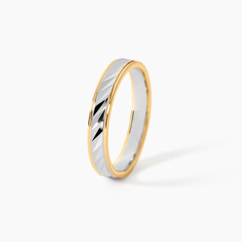 Alliance Raye Mat Ruban Plat Or Bicolore - Alliances Unisex | Histoire d&rsquo;Or