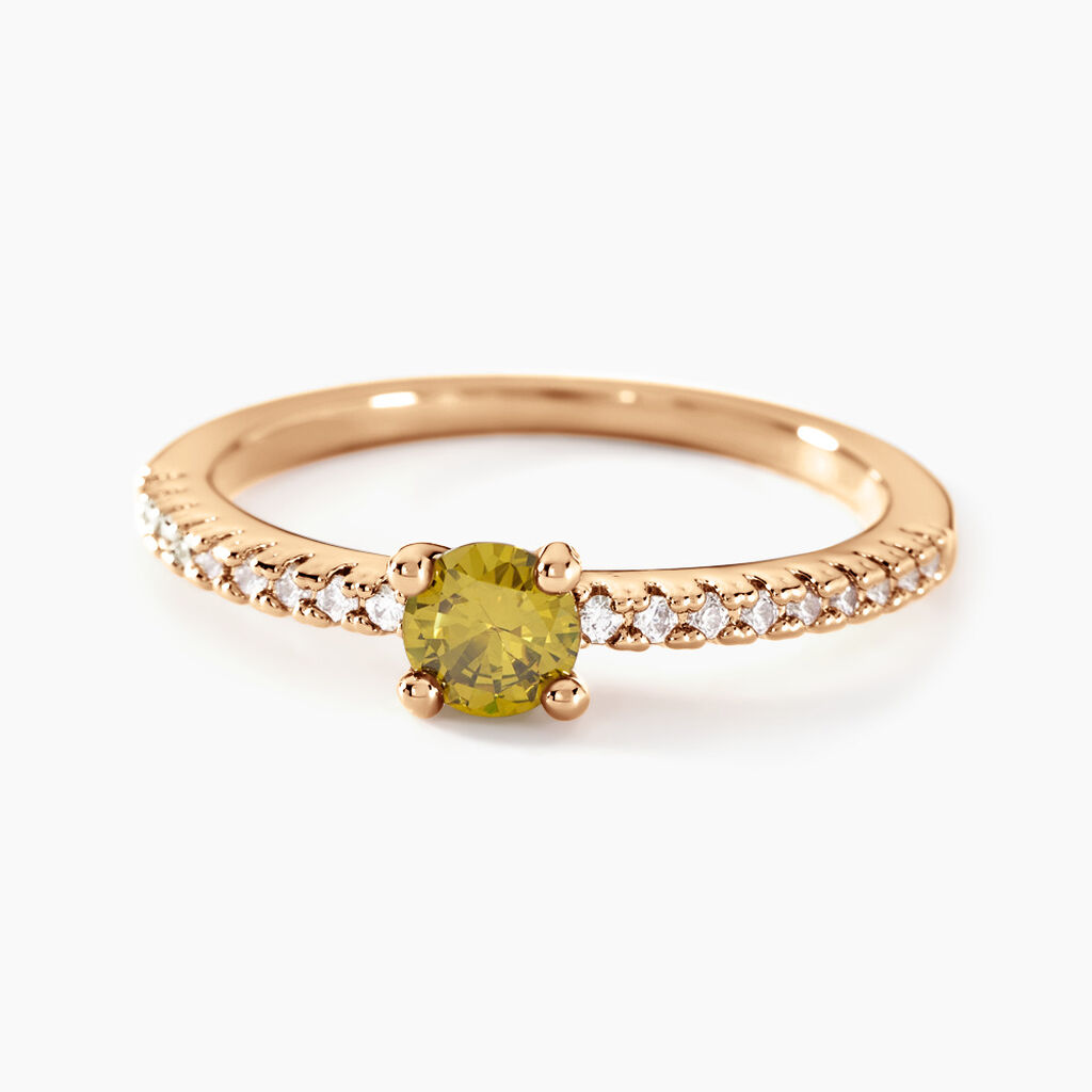 Bague Mireilla Plaqu&eacute; Or Dor&eacute; Oxyde De Zirconium - Bagues solitaires Femme | Histoire d&rsquo;Or