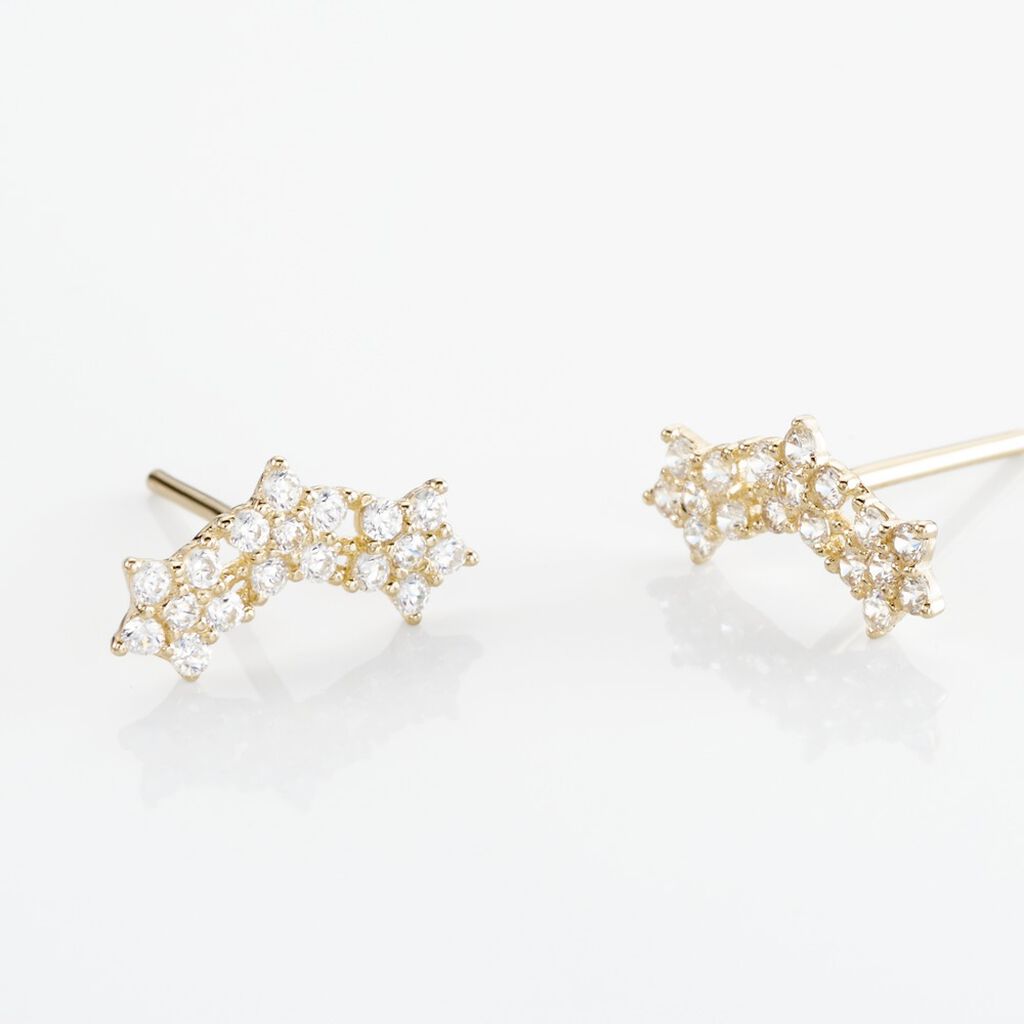 Boucles D'oreilles Puces Or Jaune Youssa Oxydes De Zirconium - Clous d'oreilles Femme | Histoire d’Or