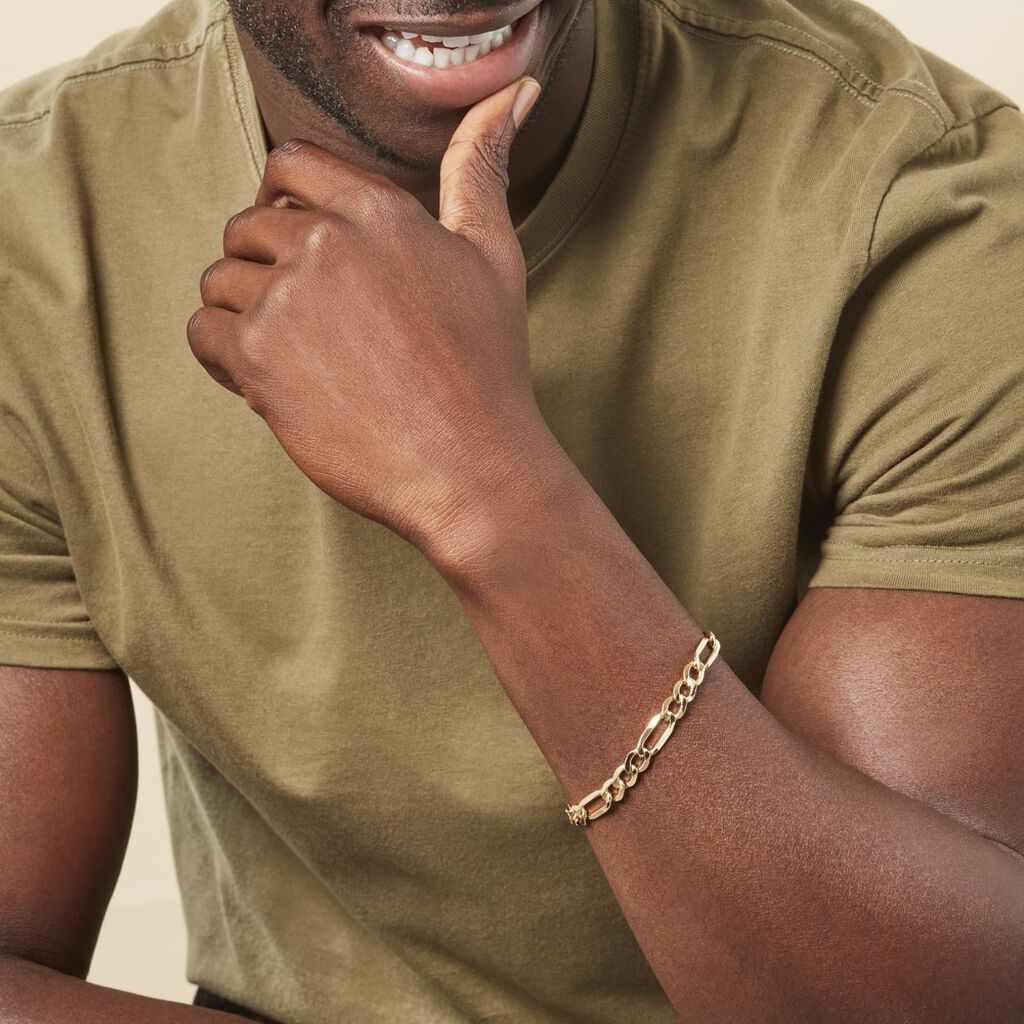 Bracelet Or Jaune Maille Alternée - Bracelets chaîne Homme | Histoire d’Or