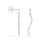 Boucles D'oreilles Pendantes Torsade Or Blanc Oxyde De Zirconium - Boucles d'oreilles pendantes Femme | Histoire d&rsquo;Or