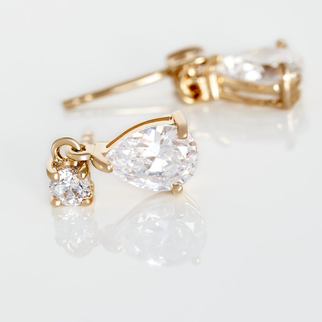 Boucles D'oreilles Pendantes Naellya Plaqué Or Oxyde De Zirconium - Boucles d'oreilles fantaisie Femme | Histoire d’Or