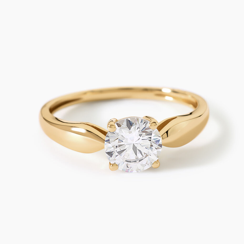 Bague Illyana Argent Dor&eacute; A L'Or 750/1000 Oxyde De Zirconium - Bagues solitaires Femme | Histoire d&rsquo;Or