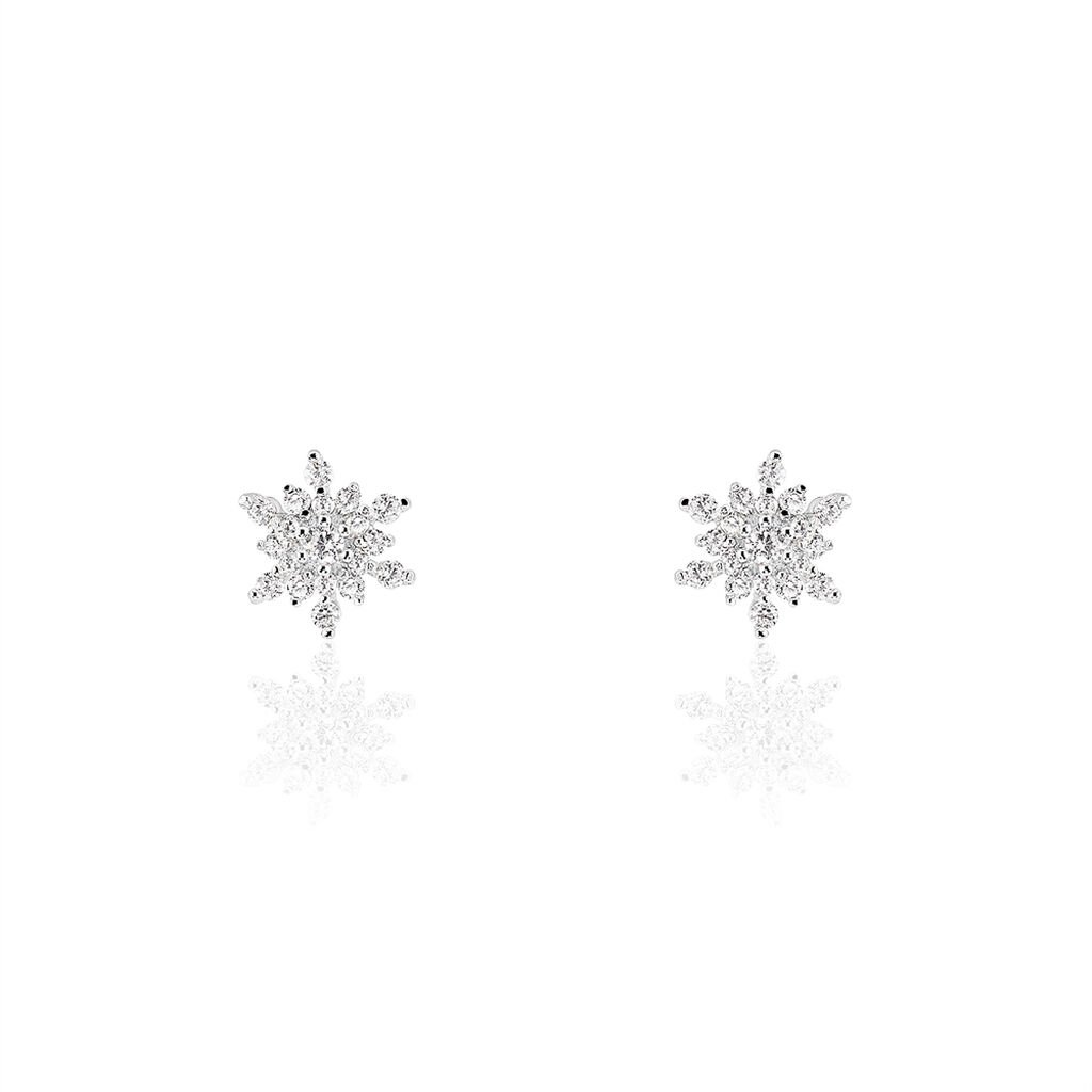 Boucles D'oreilles Puces Cyriac Argent Blanc Oxyde De Zirconium - Boucles d'oreilles fantaisie Femme | Histoire d’Or