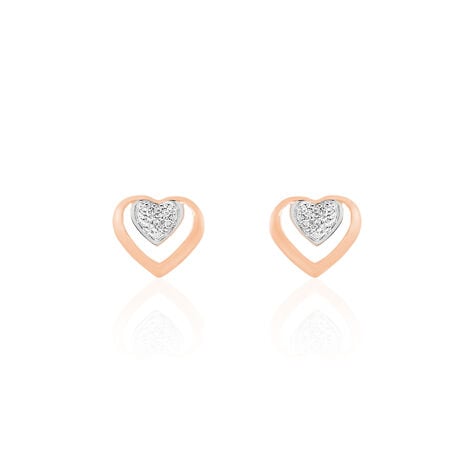 Boucles D'oreilles Puces Liana Or Rose Diamant - Clous d'oreilles Femme | Histoire d’Or