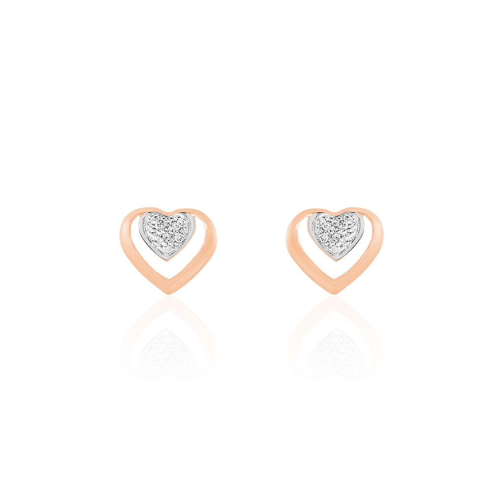 Boucles D'oreilles Puces Liana Or Rose Diamant - Clous d'oreilles Femme | Histoire d’Or