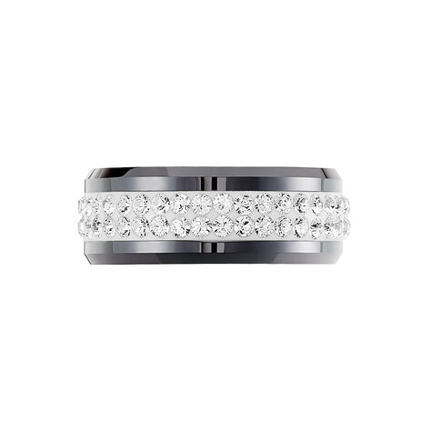 Bague En Céramique Noir Avec Strass - Taille 63 - Neuf Sans Emballage