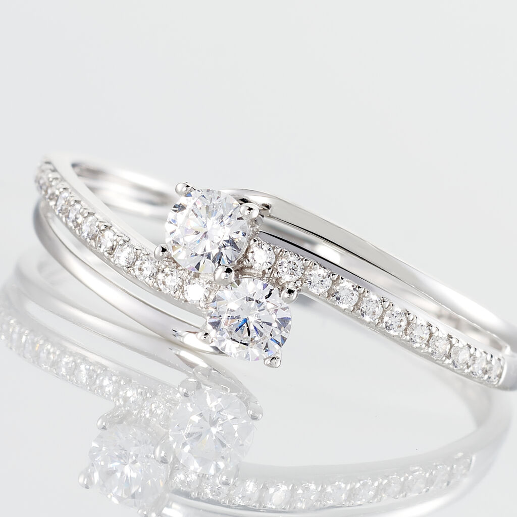 Bague Clarina Or Blanc Oxyde De Zirconium - Bagues avec pierre Femme | Histoire d&rsquo;Or
