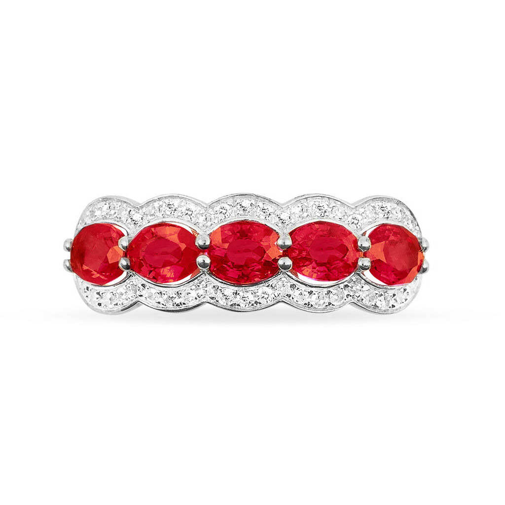 Bague Margaux Or Blanc Rubis Et Diamant - Bagues avec pierre Femme | Histoire d’Or