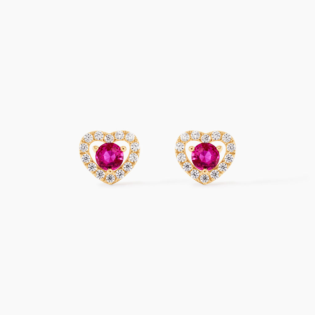 Boucles D'Oreilles Puces Red Velvet Or Jaune Rhodolite Oxyde - Clous d'oreilles Femme | Histoire d&rsquo;Or