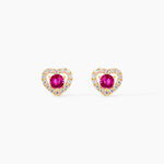 Boucles D'Oreilles Puces Red Velvet Or Jaune Rhodolite Oxyde - Clous d'oreilles Femme | Histoire d&rsquo;Or