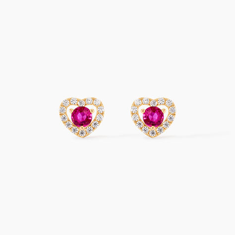 Boucles D'Oreilles Puces Red Velvet Or Jaune Rhodolite Oxyde - Clous d'oreilles Femme | Histoire d&rsquo;Or