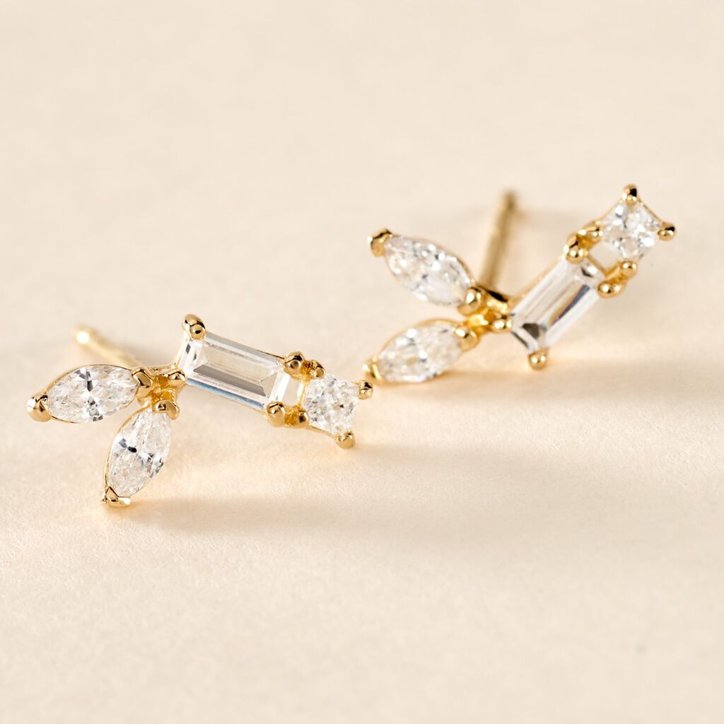 Boucles D'oreilles Puces Lizaveta Or Jaune Oxyde De Zirconium - Clous d'oreilles Femme | Histoire d&rsquo;Or