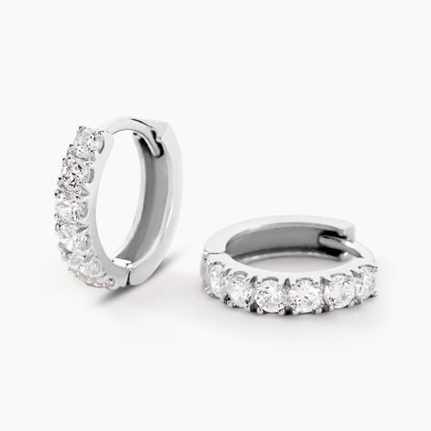 Cr&eacute;oles Andgelina Rondes Or Blanc Oxyde De Zirconium - Boucles d'oreilles cr&eacute;oles Femme | Histoire d&rsquo;Or