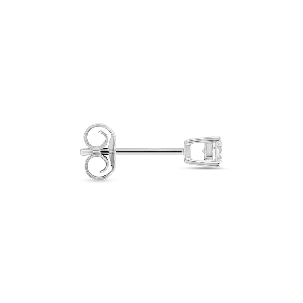 Boucle D'oreille Puce Unitaire Victoria Or Blanc Diamant - Clous d'oreilles Famille | Histoire d’Or