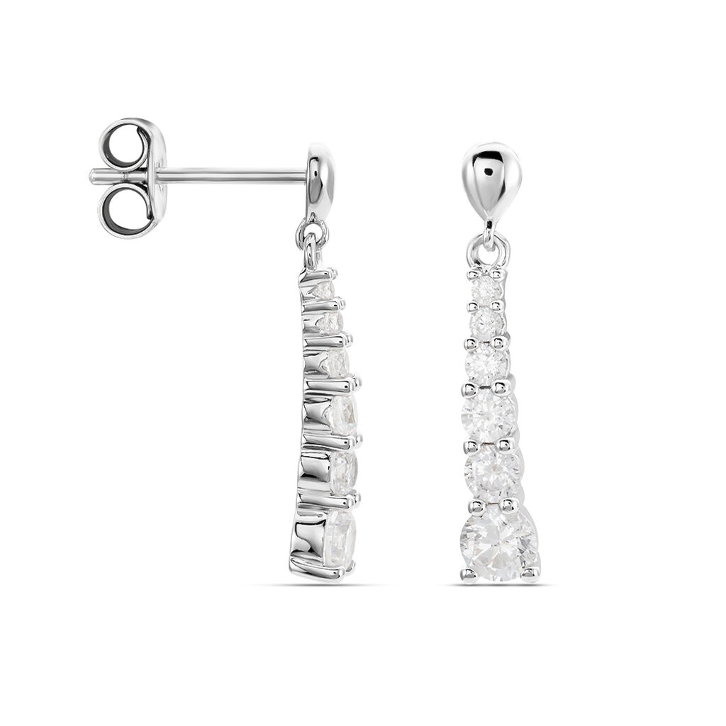 Boucles D'oreilles Pendantes Dervla Argent Rhodié Oxyde De Zirconium - Boucles d'oreilles fantaisie Femme | Histoire d’Or