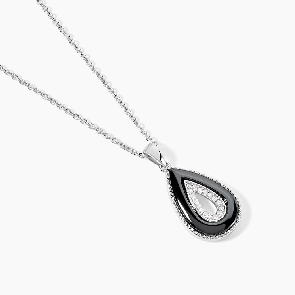 Collier Boyce Argent Blanc C&eacute;ramique Oxyde De Zirconium - Colliers fantaisie Femme | Histoire d&rsquo;Or