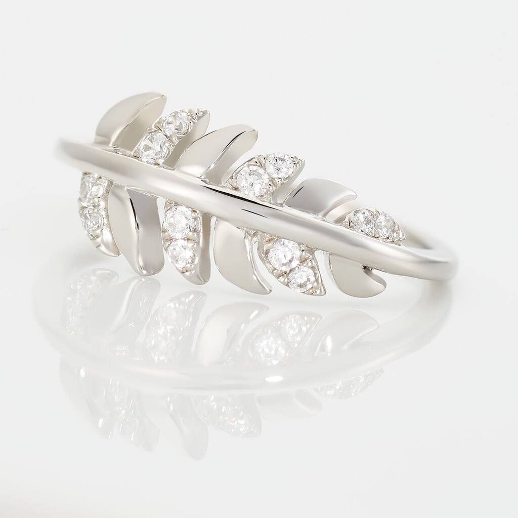 Bague Jade Argent Blanc Oxyde De Zirconium - Bagues avec pierre Femme | Histoire d’Or