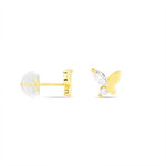 Boucles D'oreilles Puces Evaelle Papillon Or Jaune Oxyde De Zirconium - Clous d'oreilles Femme | Histoire d&rsquo;Or