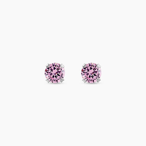 Boucles D'oreilles Puces Or Blanc Oxydes De Zirconium - Clous d'oreilles Femme | Histoire d’Or