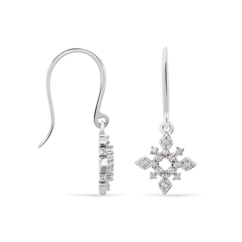 Boucles D'oreilles Puces Anea Or Blanc Diamant - Boucles d'oreilles pendantes Femme | Histoire d’Or