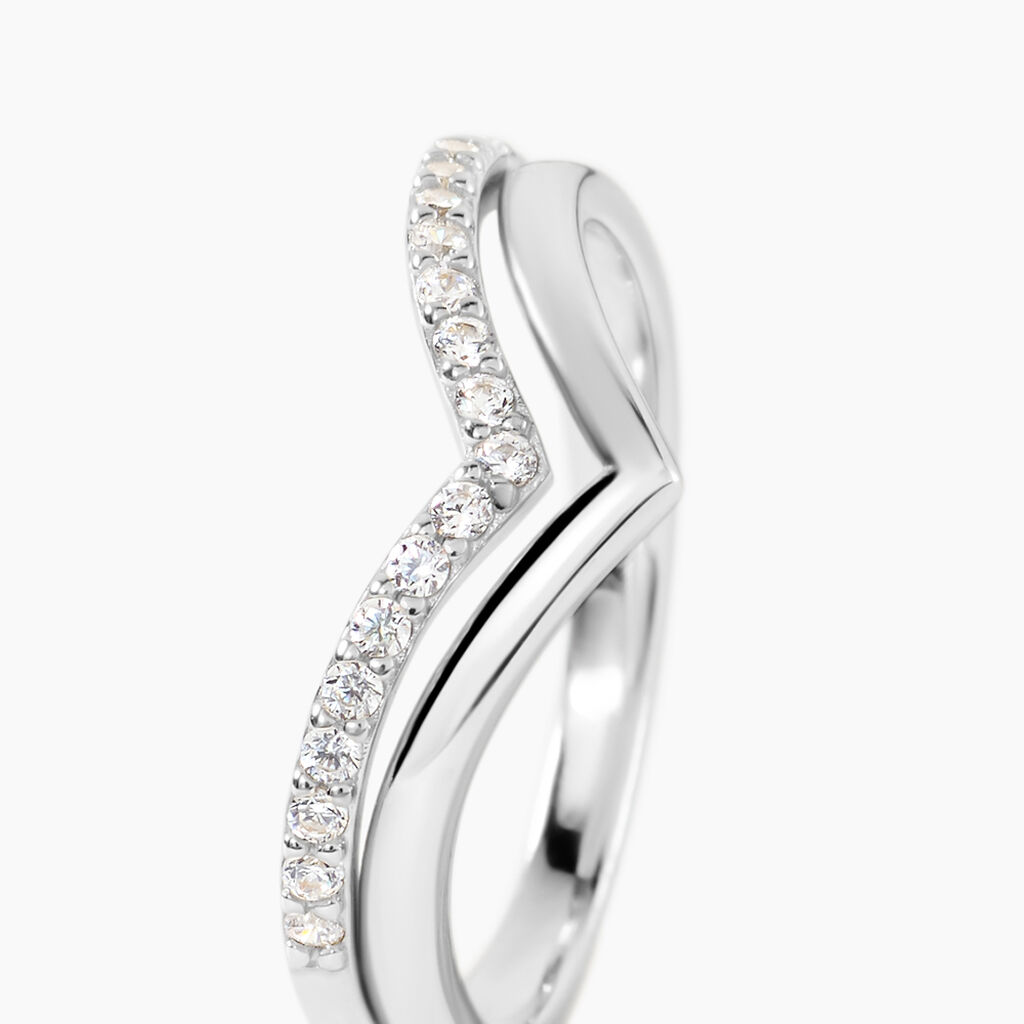Bague Aile De Mouette Argent Blanc Oxyde De Zirconium - Bagues avec pierre Femme | Histoire d&rsquo;Or