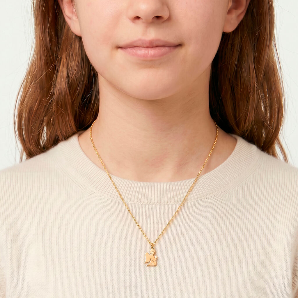 Collier Hallie Ange A Genoux Or Jaune - Colliers Bapt&ecirc;me Enfant | Histoire d&rsquo;Or