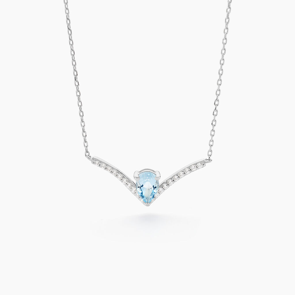 Collier Marlene Or Blanc Topaze Et Oxyde De Zirconium - Colliers Femme | Histoire d&rsquo;Or