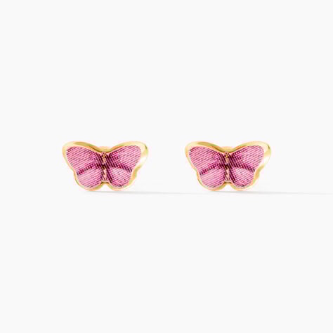 Boucles D'oreilles Puces Sulivia Papillon Or Jaune - Clous d'oreilles Enfant | Histoire d&rsquo;Or