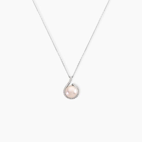 Collier Lucinda Or Blanc Perle De Culture Et Oxyde De Zirconium - Colliers pierre Femme | Histoire d&rsquo;Or