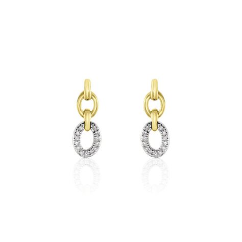 Boucles D'oreilles Pendantes Margane Or Jaune Diamant - Boucles d'oreilles pendantes Femme | Histoire d’Or