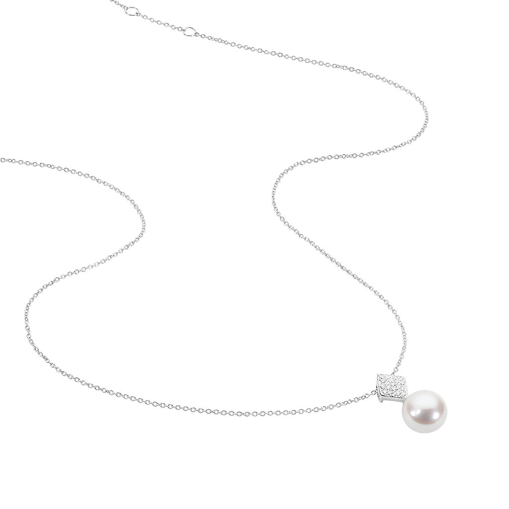 Collier Shirine Argent Blanc Perle De Culture Et Oxyde De Zirconium - Colliers fantaisie Femme | Histoire d&rsquo;Or