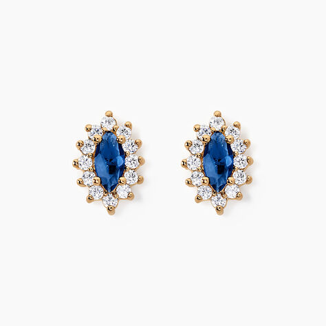 Boucles D'oreilles Puces Lisea Plaqué Or Verre Et Oxyde De Zirconium - Boucles d'oreilles fantaisie Femme | Histoire d’Or