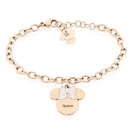 Bracelet Disney Acier Doré Rose Cristaux - Bracelets fantaisie Femme | Histoire d’Or