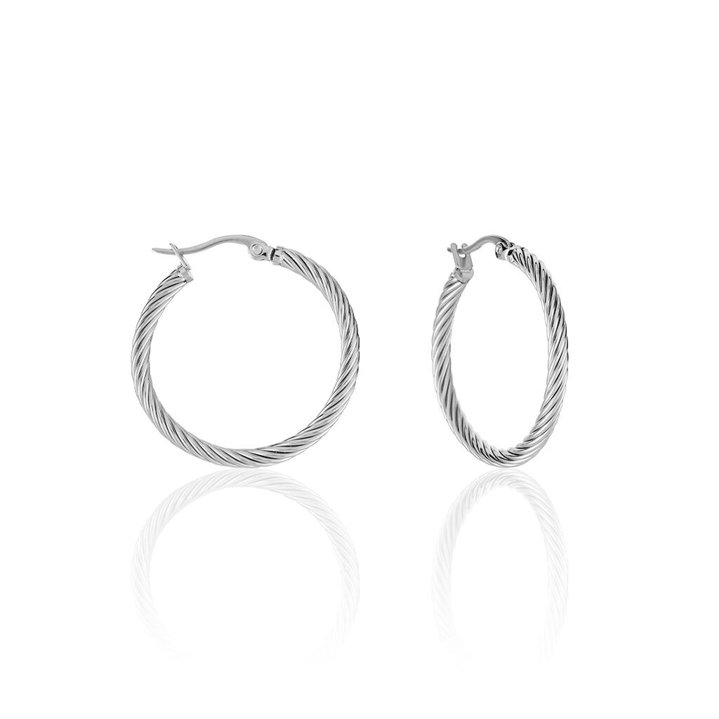 Créoles Acier Gris Pascau - Boucles d'oreilles créoles Femme | Histoire d’Or