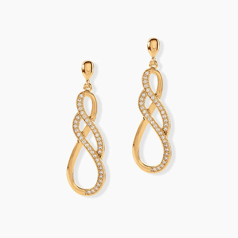 Boucles D'oreilles Pendantes Rajah Plaqu&eacute; Or Jaune Oxyde De Zirconium - Boucles d'oreilles pendantes Femme | Histoire d&rsquo;Or