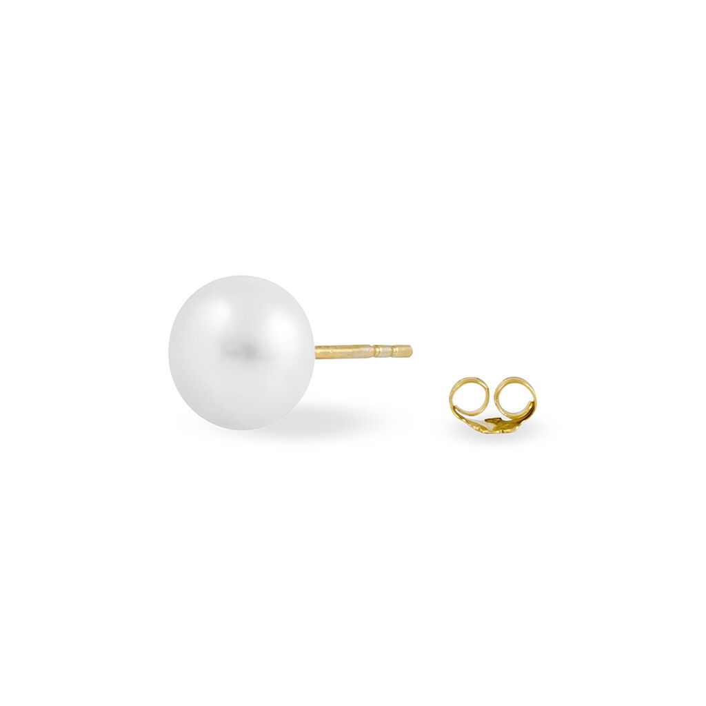 Boucles D'oreilles Puces Kesya Nacres Bouton Or Jaune Perle De Culture - Clous d'oreilles Femme | Histoire d’Or
