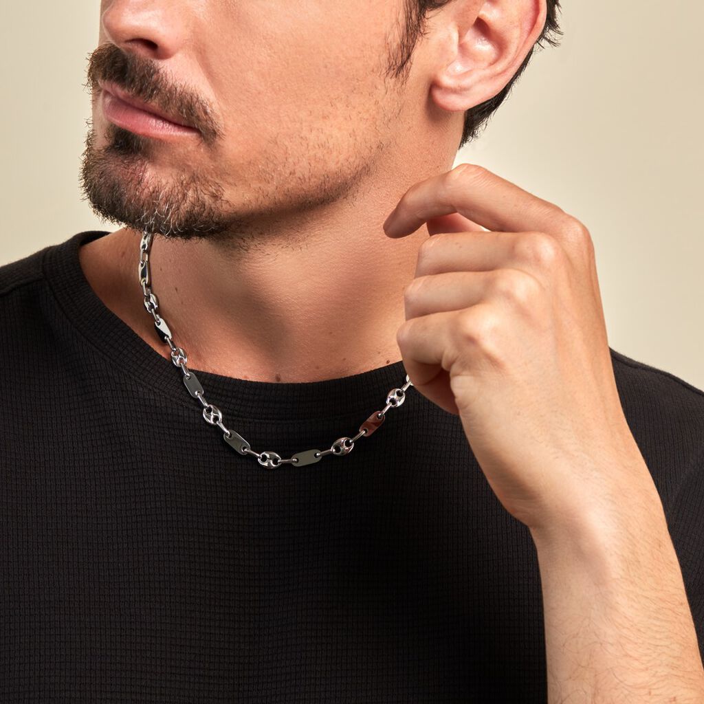 Collier Kobe Acier Blanc - Colliers fantaisie Homme | Histoire d’Or