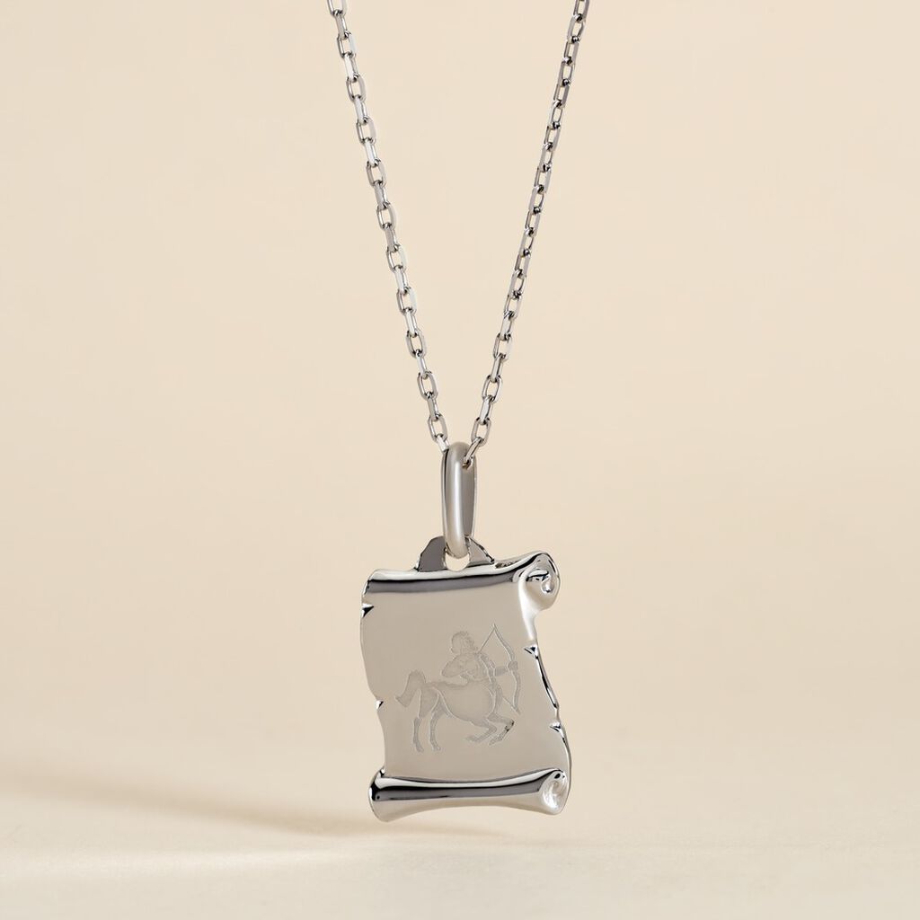 Pendentif Zodiaque Parchemin Argent Blanc - Pendentifs Zodiaque Famille | Histoire d&rsquo;Or