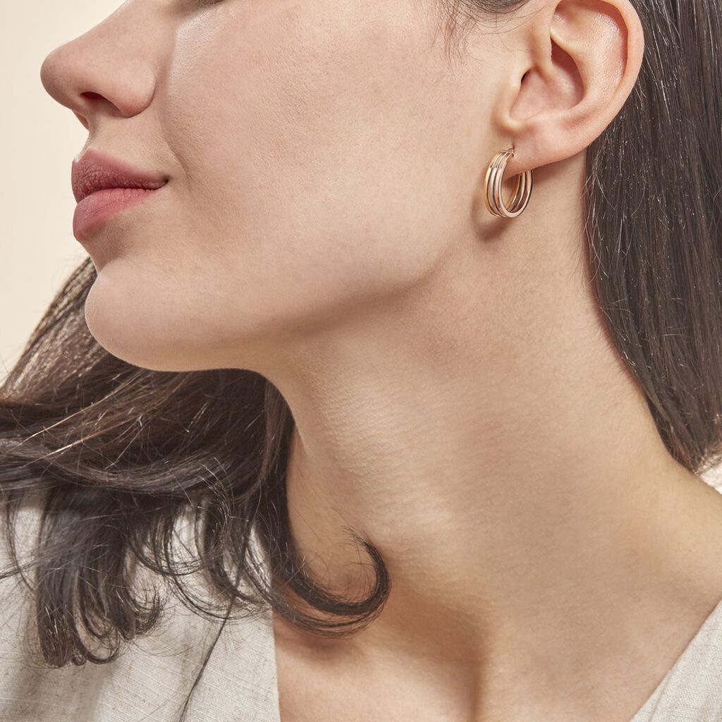Créoles Iba Or Tricolore - Boucles d'oreilles créoles Femme | Histoire d’Or