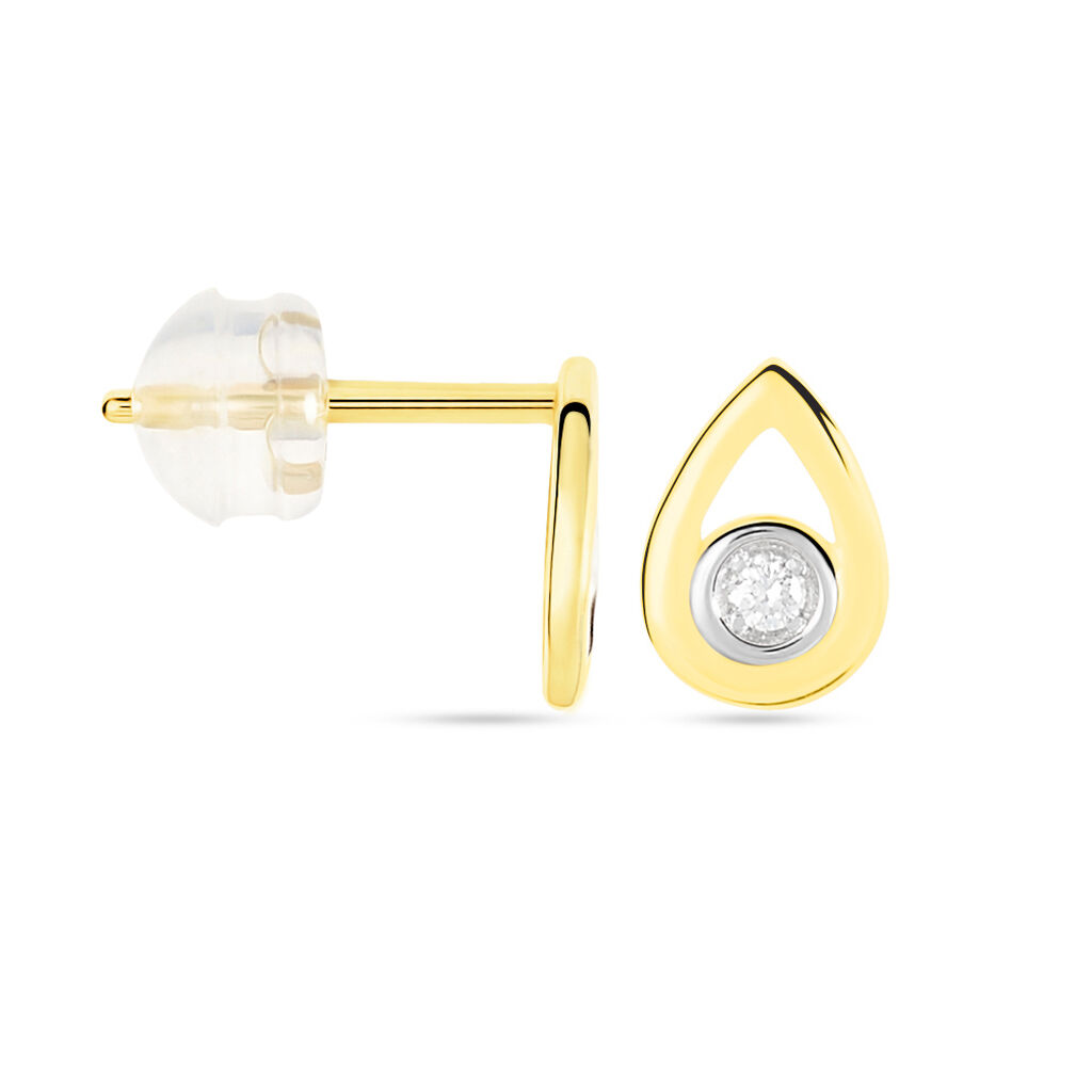 Boucles D'oreilles Puces Fidelia Or Jaune Diamant - Clous d'oreilles Femme | Histoire d’Or