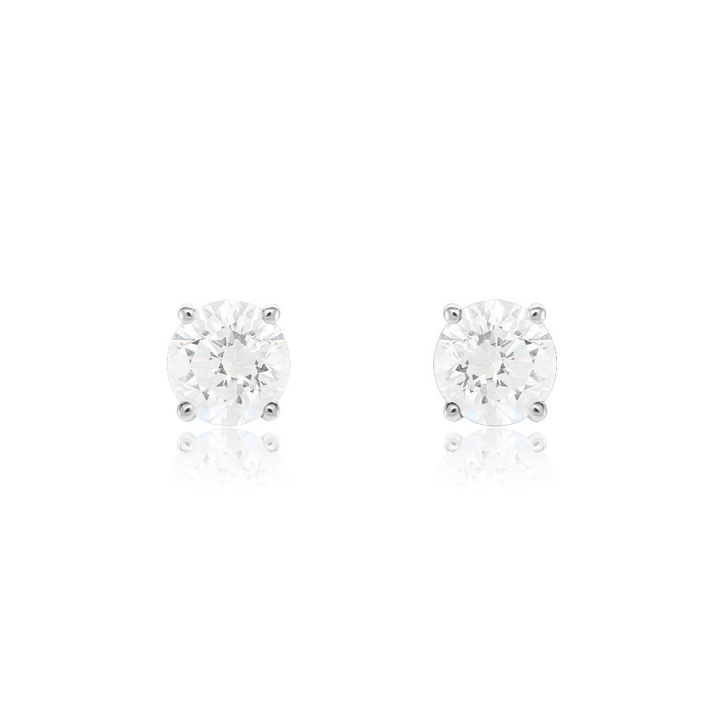 Boucles D'oreilles Puces Or Blanc Aphrodite Diamants - Clous d'oreilles Femme | Histoire d’Or