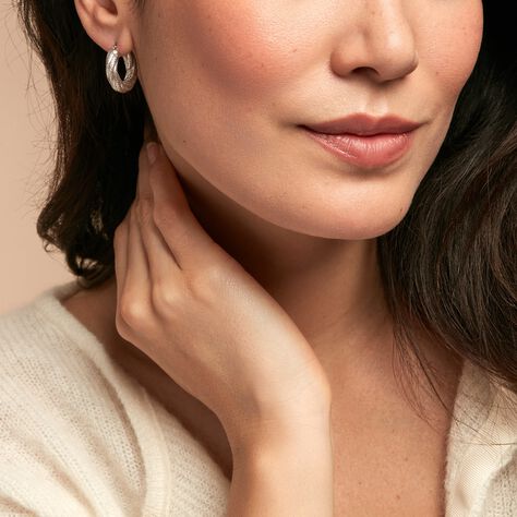Créoles Manon Argent Blanc - Boucles d'oreilles créoles Femme | Histoire d’Or