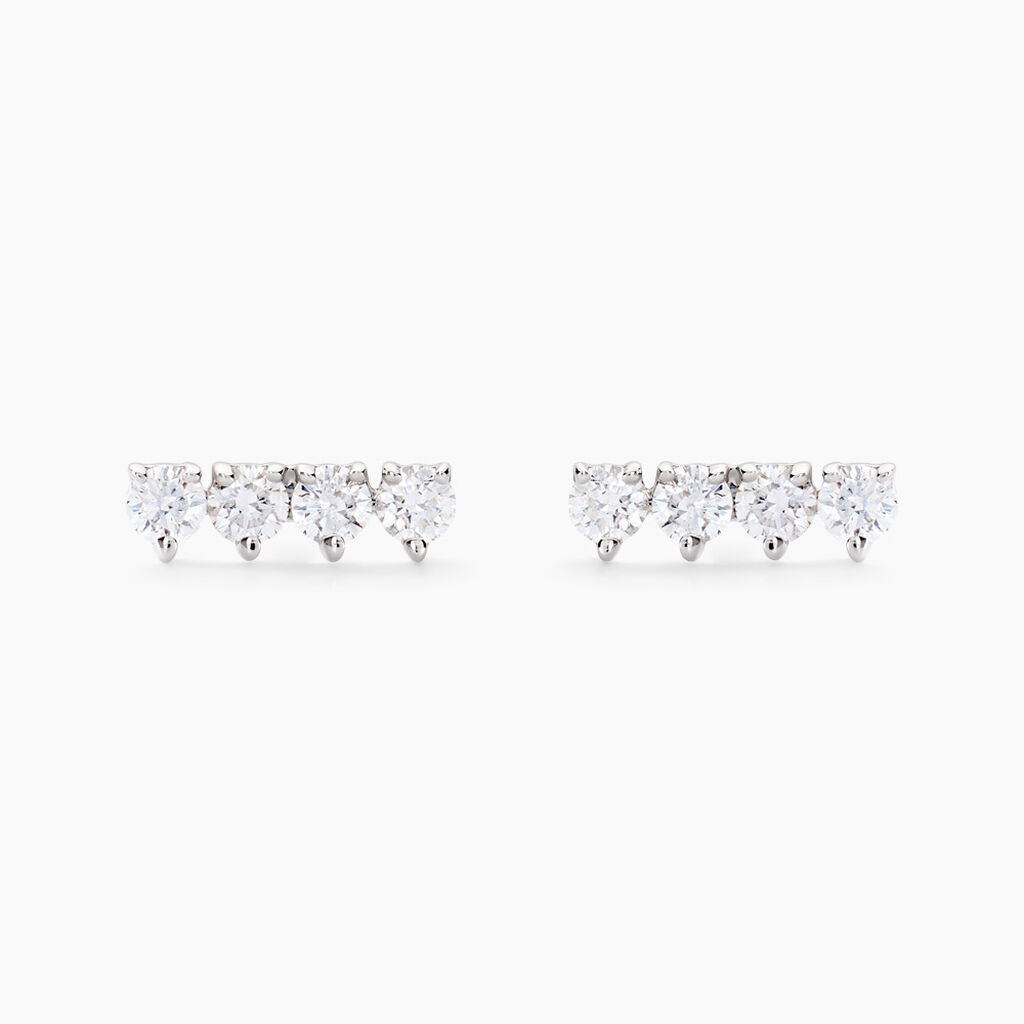 Boucles D'oreilles Puces Blitalia Or Blanc Diamant Synth&eacute;tique - Clous d'oreilles Femme | Histoire d&rsquo;Or