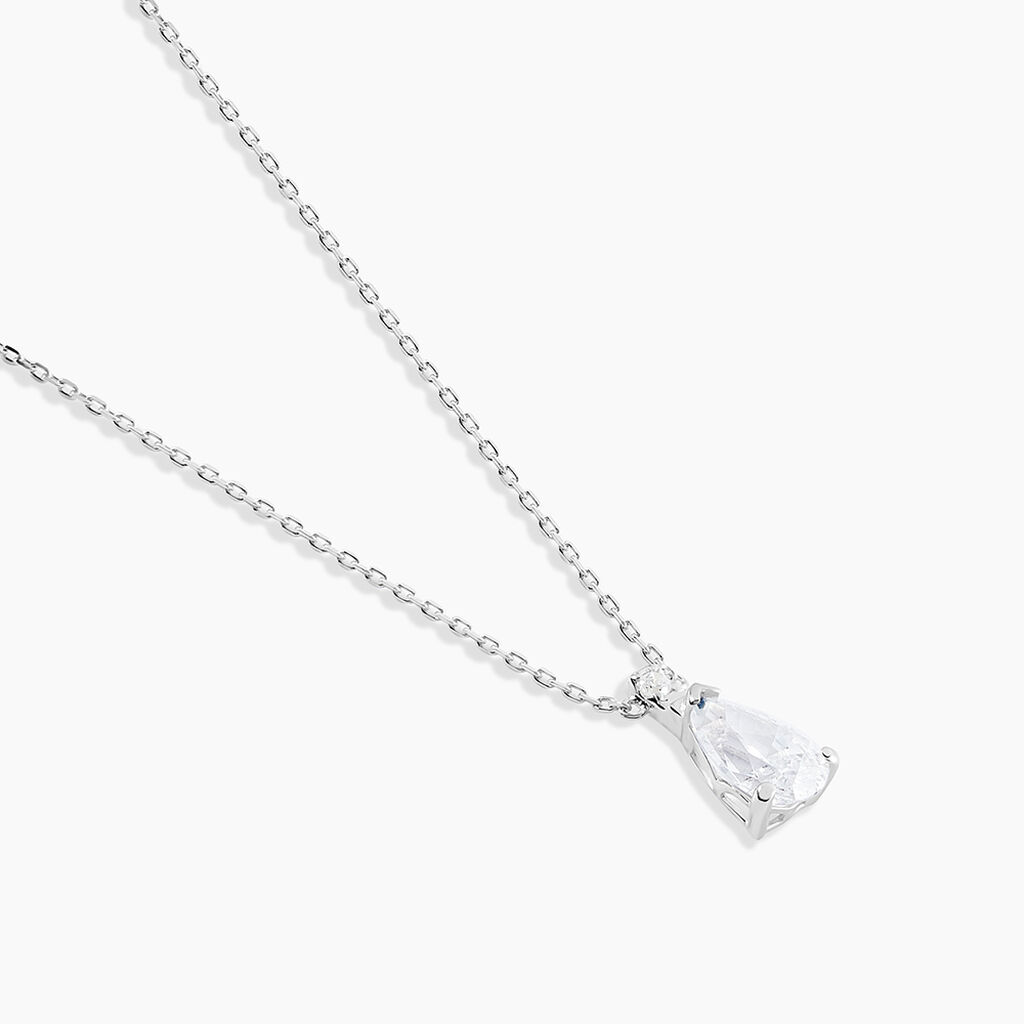 Collier Enis Or Blanc Oxyde De Zirconium Et Olivine - Colliers Femme | Histoire d&rsquo;Or