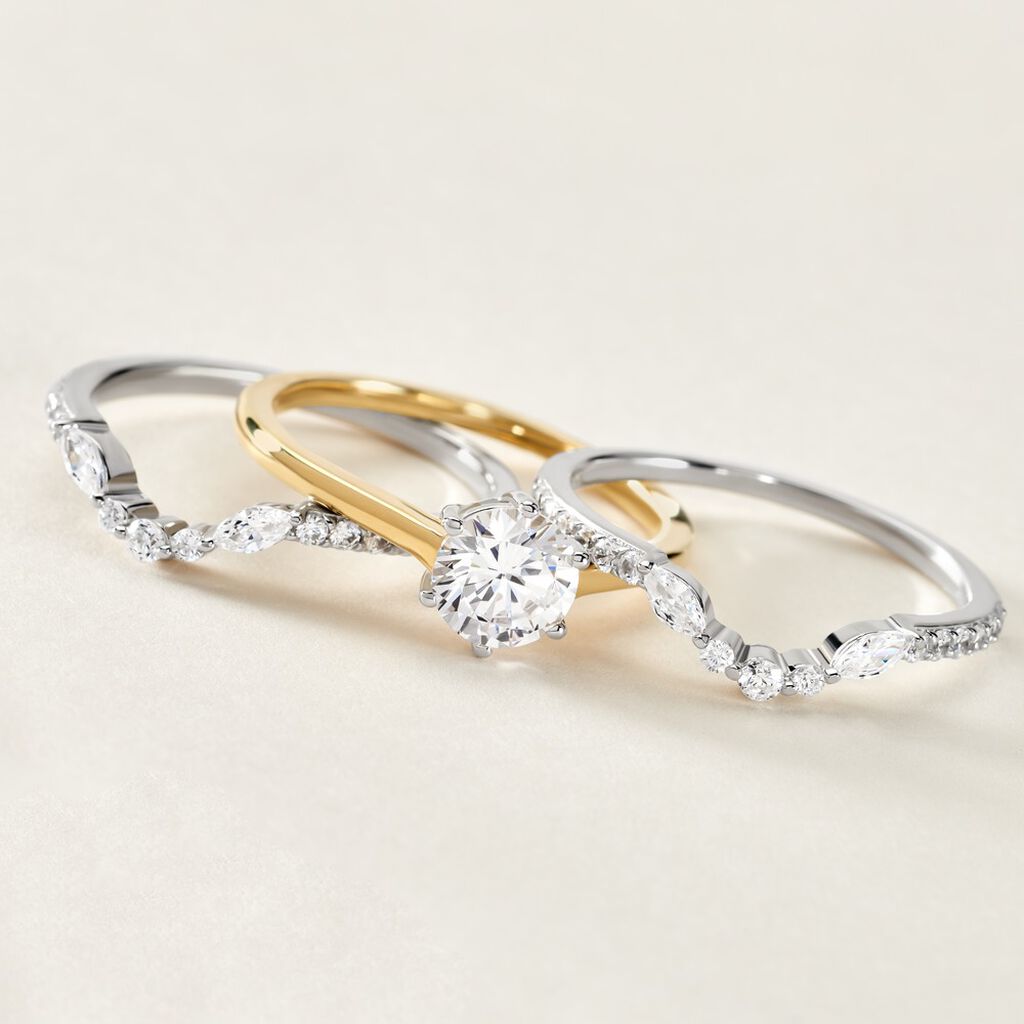 Bague Berlin Argent Bicolore Oxyde De Zirconium - Bagues solitaires Femme | Histoire d&rsquo;Or