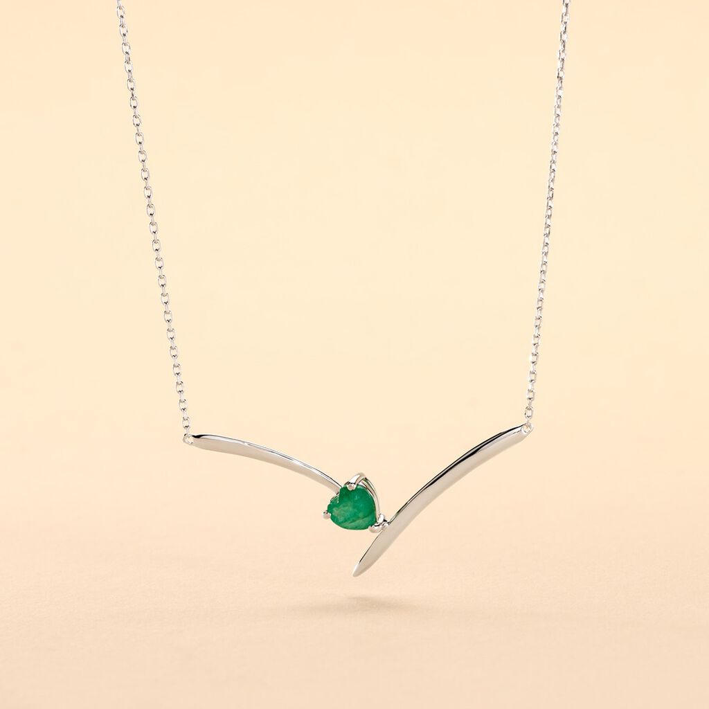 Collier Renaldine Or Blanc Emeraude - Colliers Femme | Histoire d’Or