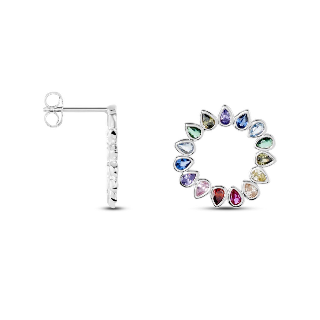 Boucles D'oreilles Puces Argent Blanc Ethem Oxydes Spinelles - Boucles d'oreilles fantaisie Femme | Histoire d’Or