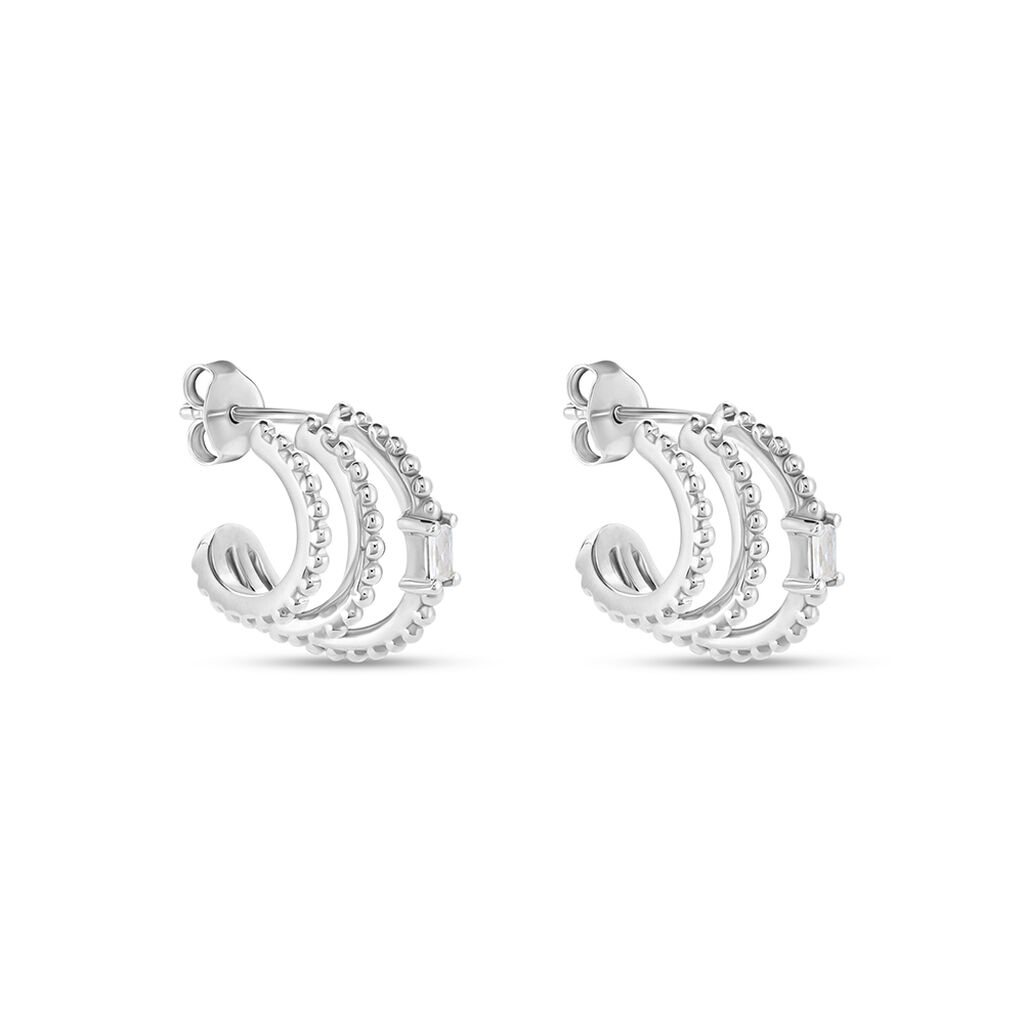 Créoles Cailin Argent Blanc Oxyde De Zirconium - Boucles d'oreilles créoles Femme | Histoire d’Or
