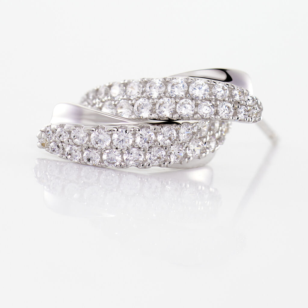 Boucles D'oreilles Puces Aglae Or Blanc Oxyde De Zirconium - Clous d'oreilles Femme | Histoire d’Or